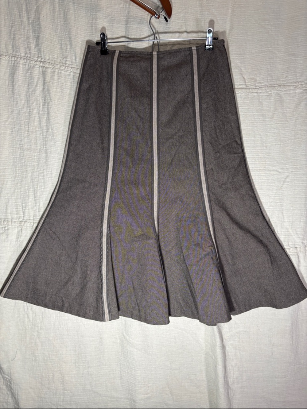 SPANNER Wild Thing Skirt Mocha Putty Panel A-Line Skirt with Contrast Trim NWT